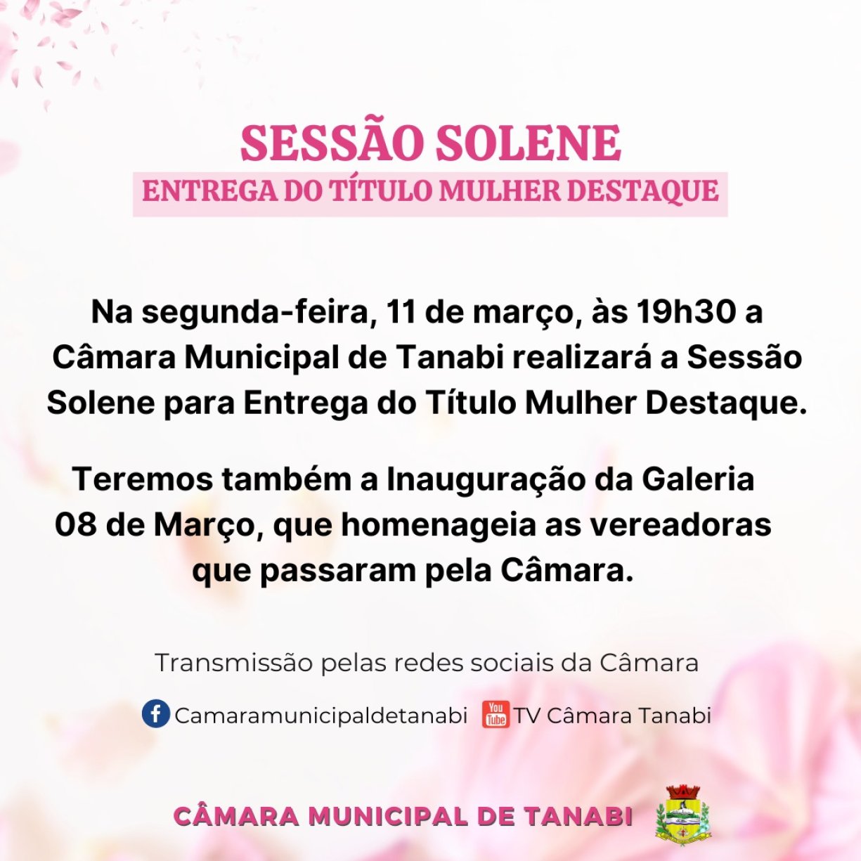 Câmara entrega Prêmio Mulher Destaque e inaugura Galeria 8 de Março